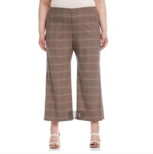 New Karen Kane Linz Shop  Plaid Cropped Pants In Sandstone